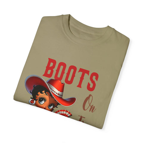 Boots On The Ground Unisex Garment-Dyed T-Shirt - Fun Western Style Tee for Festival Season