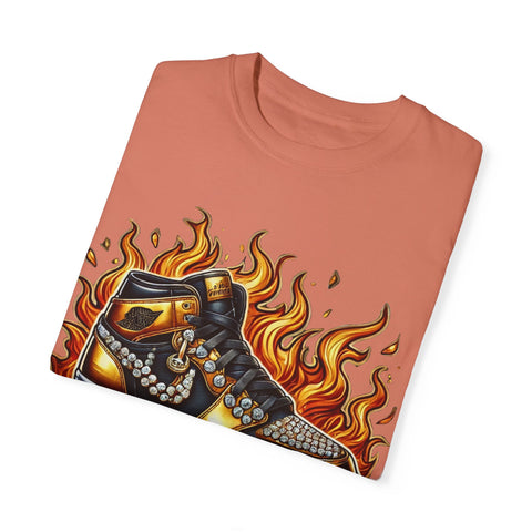 Unisex Garment-Dyed T-Shirt - 'On Fire' Graphic Tee for Sneaker Enthusiasts