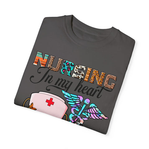 Nursing Heart T-Shirt - Unisex Garment-Dyed Tee for Healthcare Workers