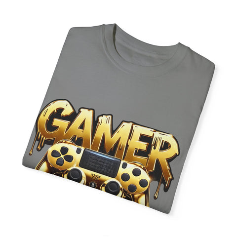 Gamer Gold Drip T-Shirt – Unisex Garment-Dyed Tee for Gaming Enthusiasts