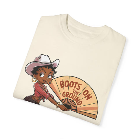 Boots on the Ground Unisex T-Shirt - Rustic Cowboy Vibe, Perfect for Festivals and Casual Outings