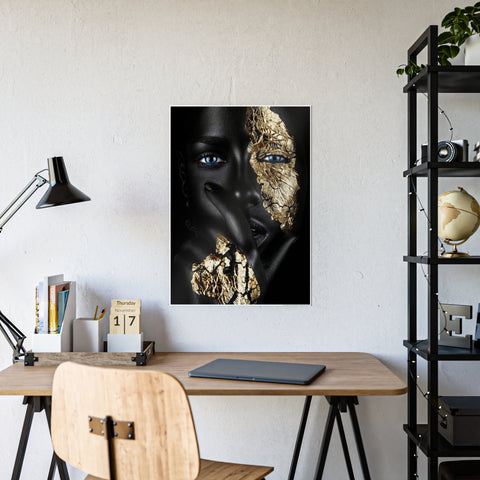 Elegant Gloss Art Poster - Black and Gold Face Design