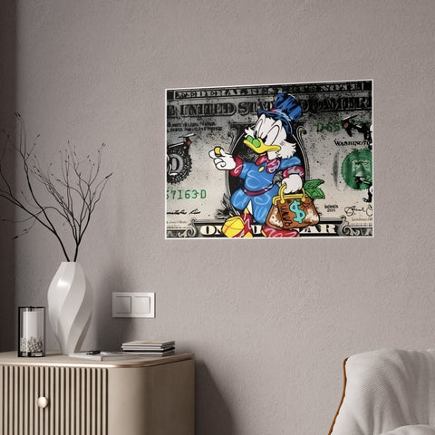 Fun Gloss Posters Featuring Wealthy Cartoon Duck Design