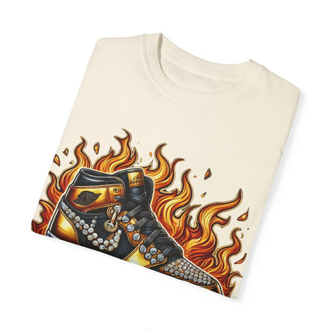 Unisex Garment-Dyed T-Shirt - 'On Fire' Graphic Tee for Sneaker Enthusiasts