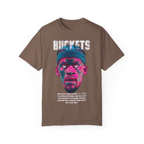 Unisex Garment-Dyed T-Shirt - Retro Sports Graphic "BUCKETS"