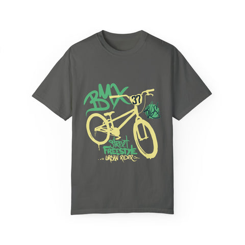 Urban BMX Rider Garment-Dyed T-Shirt | Casual Streetwear for Cycling Enthusiasts