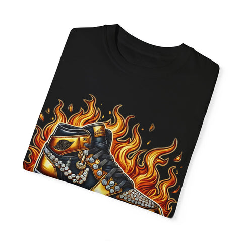 Unisex Garment-Dyed T-Shirt - 'On Fire' Graphic Tee for Sneaker Enthusiasts