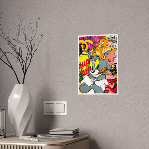 Retro Cartoon Gloss Poster - Tom & Jerry Art Print for Home Decor