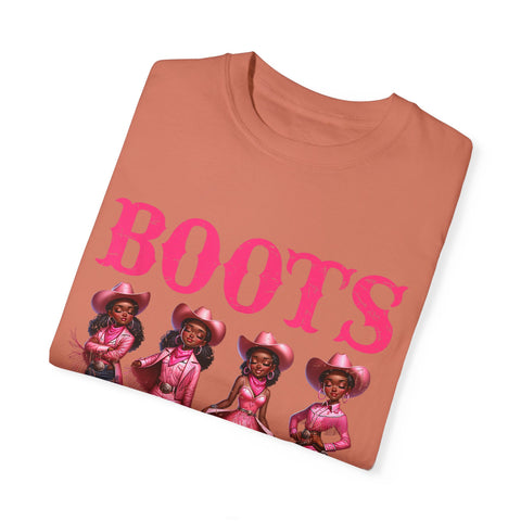 Unisex Garment-Dyed T-shirt: "Boots on the Ground" Vintage Western Style Tee
