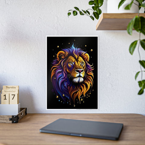 Vibrant Lion Gloss Poster - Colorful Wall Art for Animal Lovers