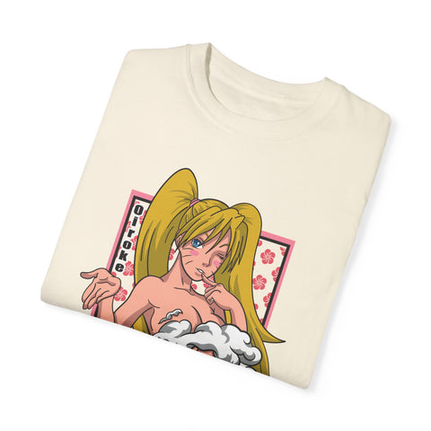 Anime-Inspired Unisex Garment-Dyed T-Shirt - Playful Manga Design