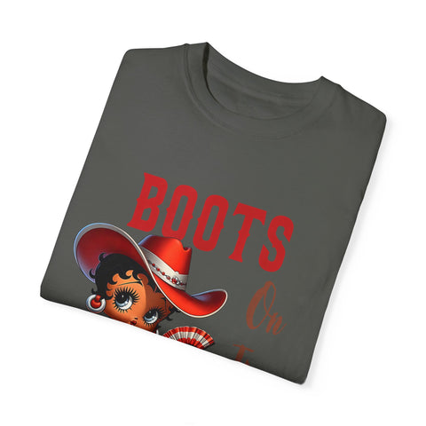 Boots On The Ground Unisex Garment-Dyed T-Shirt - Fun Western Style Tee for Festival Season