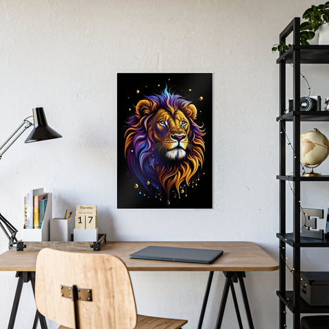 Vibrant Lion Gloss Poster - Colorful Wall Art for Animal Lovers