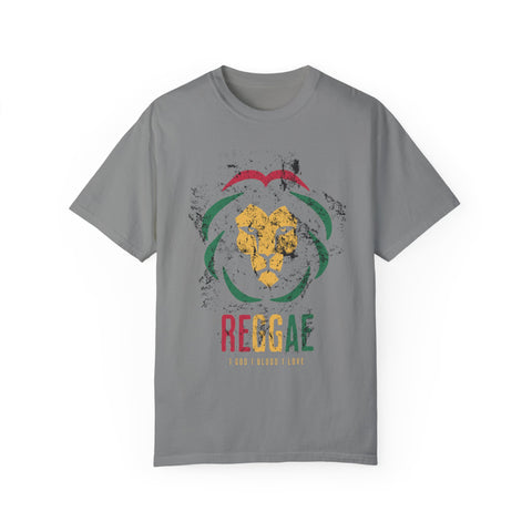 Reggae Lion Unisex Garment-Dyed T-Shirt - I Red I Blood I Love