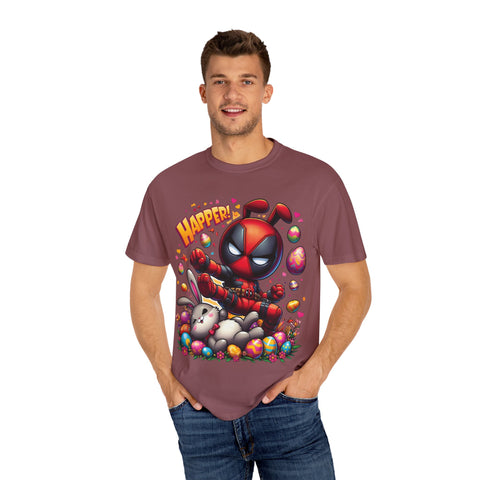 Funny Deadpool Easter T-Shirt - Unisex Garment-Dyed Tee for Comic Fans