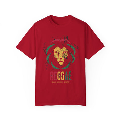 Reggae Lion Unisex Garment-Dyed T-Shirt - I Red I Blood I Love