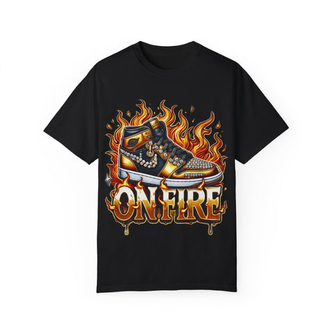 Unisex Garment-Dyed T-Shirt - 'On Fire' Graphic Tee for Sneaker Enthusiasts