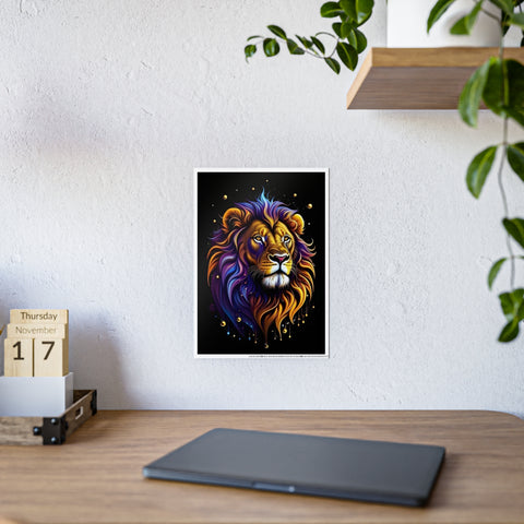 Vibrant Lion Gloss Poster - Colorful Wall Art for Animal Lovers