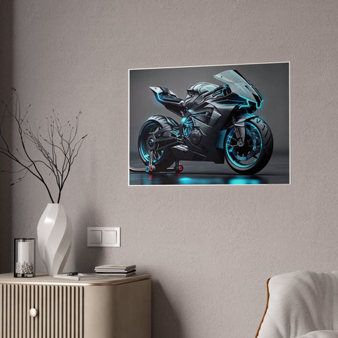 High-Gloss Motorcycle Art Print - Futuristic Wall Decor for Auto Enthusiasts