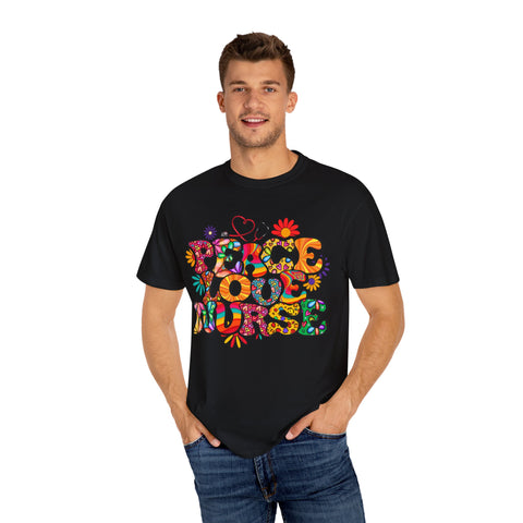 Peace Love Music Unisex Garment-Dyed T-shirt
