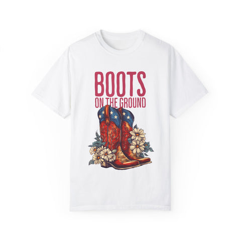 Vintage Western Boots Graphic T-Shirt - "Boots on the Ground"