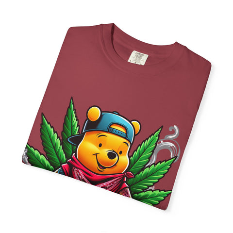 Hipster Bear T-Shirt - Unisex Garment-Dyed Tee with Cannabis Design