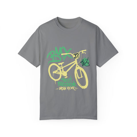 Urban BMX Rider Garment-Dyed T-Shirt | Casual Streetwear for Cycling Enthusiasts