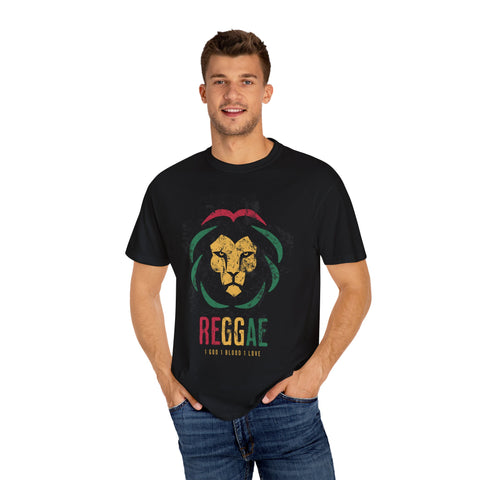 Reggae Lion Unisex Garment-Dyed T-Shirt - I Red I Blood I Love