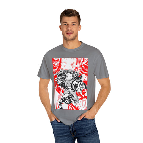 Anime-Inspired Unisex Garment-Dyed T-Shirt - Bold Character Design