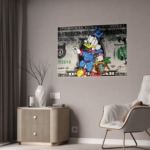 Fun Gloss Posters Featuring Wealthy Cartoon Duck Design