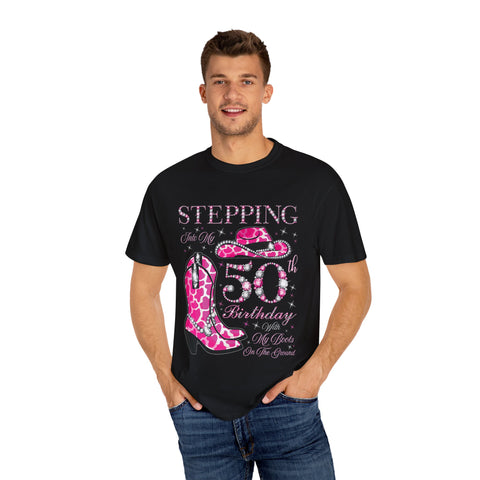 50th Birthday Cowgirl T-Shirt | Unisex Garment-Dyed Tee