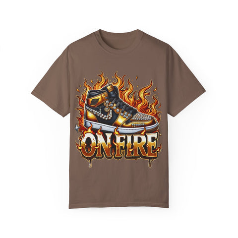 Unisex Garment-Dyed T-Shirt - 'On Fire' Graphic Tee for Sneaker Enthusiasts