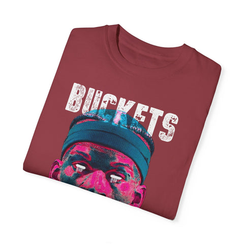 Unisex Garment-Dyed T-Shirt - Retro Sports Graphic "BUCKETS"