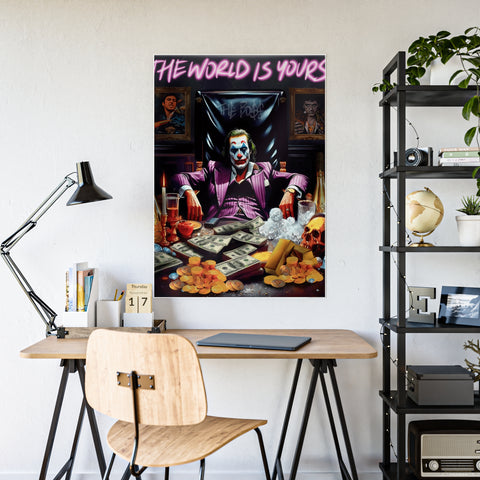 Vibrant Joker Gloss Poster - 'The World Is Yours' Wall Art