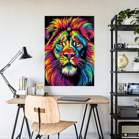 Vibrant Lion Gloss Poster - Colorful Wall Art for Animal Lovers