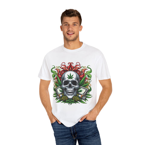 Unisex Skull & Cannabis Graphic T-Shirt - Edgy Streetwear Style