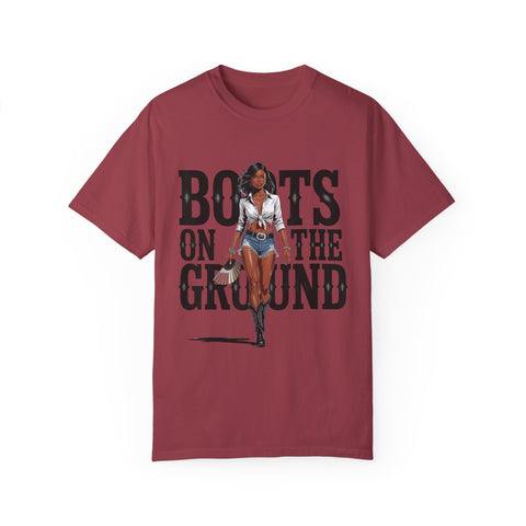 Unisex Garment-Dyed T-shirt - 'Boots on the Ground' Graphic Tee