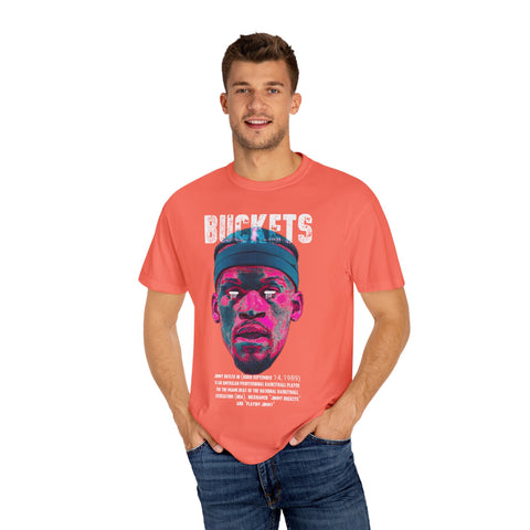 Unisex Garment-Dyed T-Shirt - Retro Sports Graphic "BUCKETS"