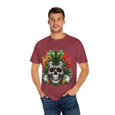 Skull & Cannabis Unisex T-Shirt - Bold Graphic Tee for Cannabis Enthusiasts