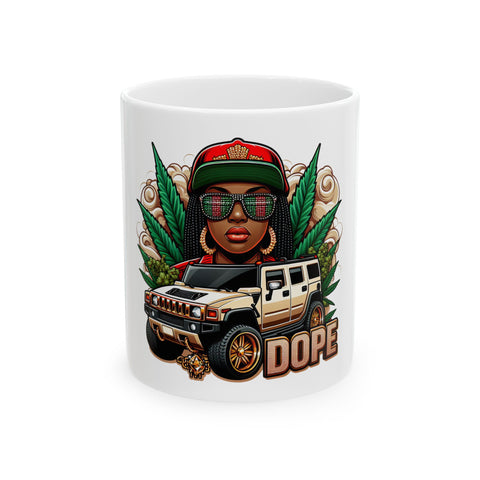 Hip Hop Art Ceramic Mug - Stylish 11oz & 15oz Coffee Cup with DOPE Design