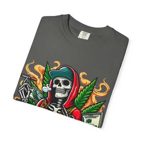 High AF Unisex Garment-Dyed T-Shirt – Bold Skeleton Design for Chill Vibes