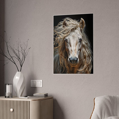 Majestic White Horse Gloss Poster - Inspirational Wall Art for Animal Lovers