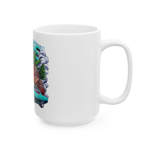 Retro Cartoon Car Ceramic Mug - 11oz & 15oz