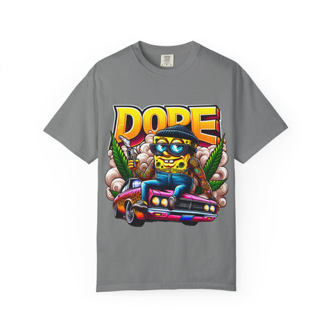 Unisex Garment-Dyed T-Shirt - Cool Cartoon ‘DOPE’ Design