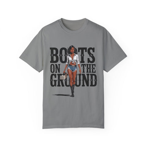 Unisex Garment-Dyed T-shirt - 'Boots on the Ground' Graphic Tee