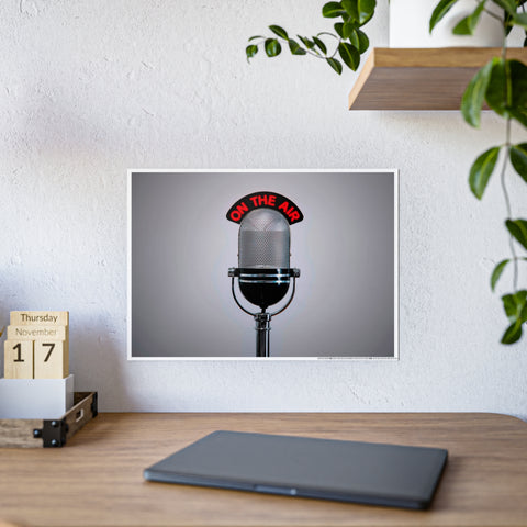 Retro Microphone Wall Art Poster - 'On The Air' Decor for Music Lovers