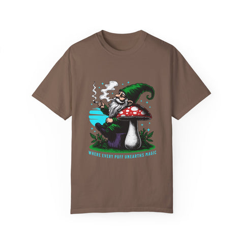 Magic Gnome T-shirt - Where Every Puff Unearths Magic | Unisex Garment-Dyed Tee for Nature Lovers