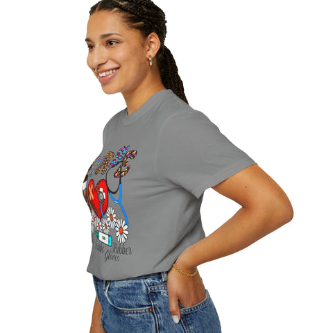 Nurse Love Graphic T-Shirt - Coffee Scrubs & Rubber Gloves