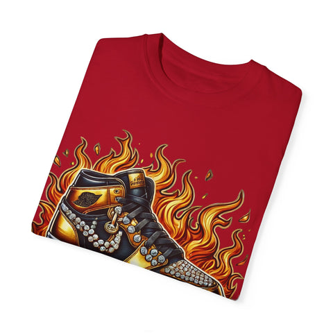 Unisex Garment-Dyed T-Shirt - 'On Fire' Graphic Tee for Sneaker Enthusiasts