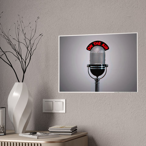 Retro Microphone Wall Art Poster - 'On The Air' Decor for Music Lovers